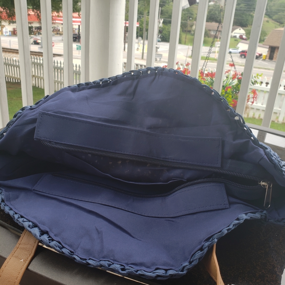 Straw Woven Tote Bag Double Handle - Picture 4 of 6